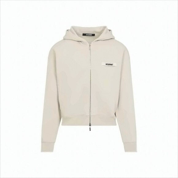 Jacquemus Zip-Up Relaxed Fit Hoodie With Text Patch - NWT
